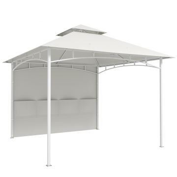 Outsunny Foișor de Grădină 3x3 m cu Corturi, Buzunare pentru Depozitare și Cârlig la Tavan, Foișor din Metal cu Acoperiș Dublu, Orificii de Drenaj, UV30+, Crem | Aosom Romania