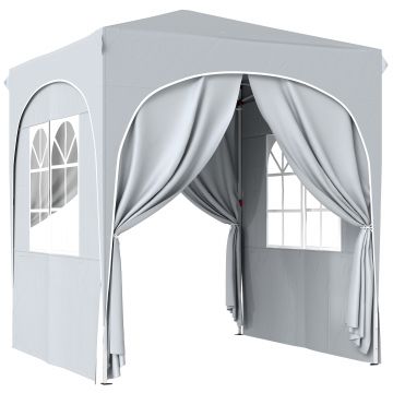 Outsunny Gazebo Pliabil 2 x 2 m, Pavilion de Grădină Portabil UPF50+ cu 4 Pereți Laterali, Înălțime Reglabilă, Geantă de Transport pentru Petreceri, Evenimente, Camping, Gri Deschis | Aosom Romania