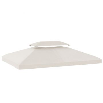 Outsunny Husă de Rezervă 4x3 m cu Acoperiș Dublu Orificii de Drenaj și Protecție UV Doar Husă NU Include Cadru Crem | Aosom Romania