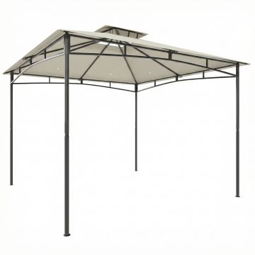 Outsunny Pavilion 3x3 m rezistent la apă Stabil Rezistent la iarnă Pavilion de grădină cu cadru superior retractabil Dublu acoperiș Alb-crem | Aosom Romania