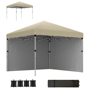 Outsunny Pavilion barnum de grădină pop-up pliant reglabil pe înălțime protecție UV30+ 2 panouri laterale husă de transport inclusă | Aosom Romania