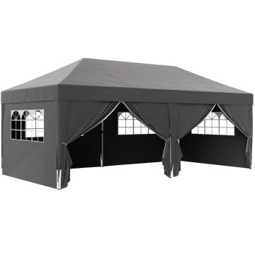 Outsunny Pavilion cca. 6x3 m Stabil Rezistent la iarnă Pop-up pavillon pliabil cu ferestre, ușă cu fermoar, pereți laterali, protecție UV | Aosom Romania
