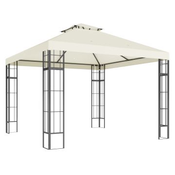 Outsunny Pavilion de grădină 3 x 3 m, design cu două niveluri, Protecție UV30+, Rezistent la UV, Protecție solară, Cadru din metal, Crem | Aosom Romania