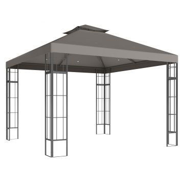 Outsunny Pavilion de grădină 3x3 m, Design cu acoperiș în două trepte, Protecție UV30+, Rezistent la UV, Protecție solară, Cadru metalic, Gri închis | Aosom Romania
