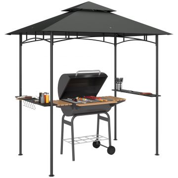 Outsunny Pavilion de grătar cu LED 240 x 150 x 258 cm rezistent la apă, ignifug, pavilion de grătar cu acoperiș dublu | Aosom Romania