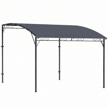 Outsunny Pergolă Gazebo 3.8x2.8m cu 16 Găuri de Drenaj, Pergolă din Metal și Poliester 180g/m² cu Șuruburi, pentru Exterior, Grădină, Terasă și Patio, UV 30+, Gri | Aosom Romania