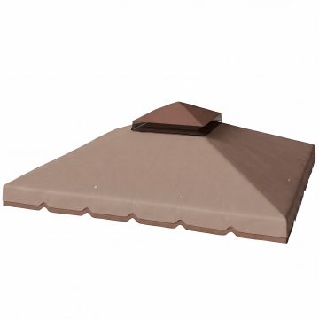 Outsunny Prelată de schimb 3x3 m cu acoperiș dublu Orificii de drenaj și UPF 30+ Doar prelată NU include cadru Kaki | Aosom Romania