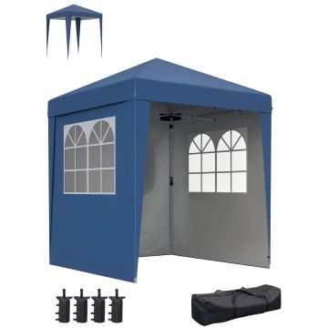 Outsunny Tonela barnum de grădină pop-up pliantă reglabilă în înălțime protecție UV 30+ 3 pereți laterali albastru închis | Aosom Romania