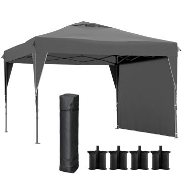 Outsunny Tonnelă/cort barnum de grădină pliant cu panou lateral detașabil + sac de transport, cadru oțel, țesătură Oxford | Aosom Romania