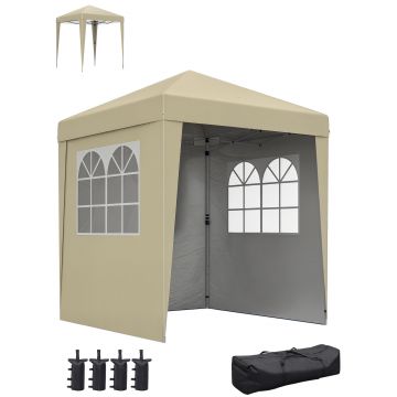 Outsunny Tonnelle barnum de grădină pop-up pliabilă reglabilă în înălțime protecție UV 30+ 3 pereți laterali bej | Aosom Romania