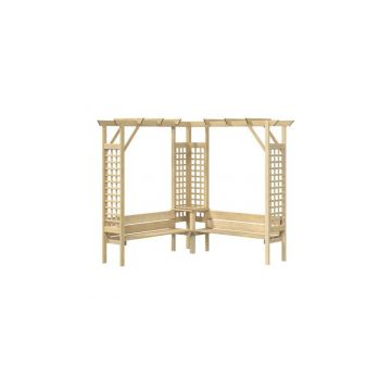 Pergola coltar cu bancheta, lemn de pin tratat Pergola coltar cu bancheta, lemn de pin tratat